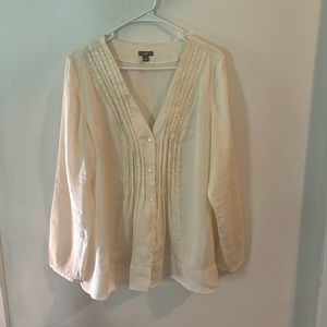 J. Jill Size L Sheer Cream colored Blouse.  Only worn once. EUC